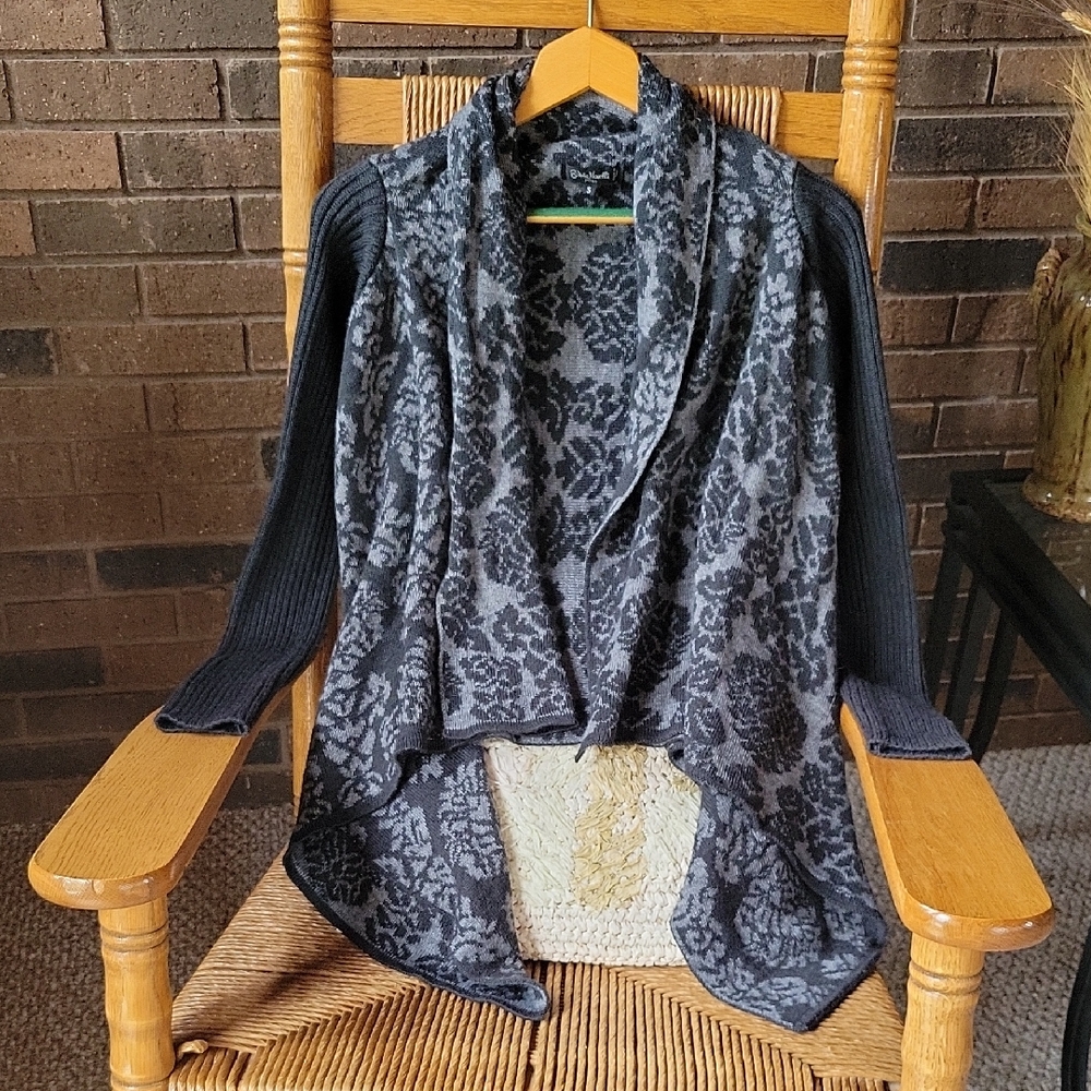 Silvia Novelli Noba floral, knit, open Cardigan, gray/black, size S